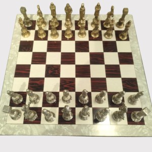 Ensemble d’échecs artisanal en métal et bois de palissandre 2