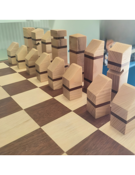 Pack échiquier et pièces en bois d’acajou et frêne naturel