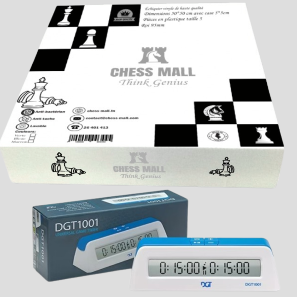 Packs Chess Mall in bag + Pendule DGT 1001 Bleu