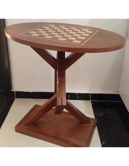Échiquier en bois d’acajou et de frêne naturel (table)