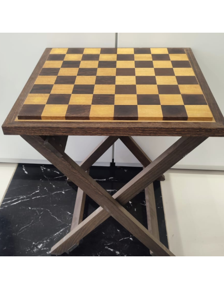 Pack Échiquier en bois de padouk et wengé avec table pliante + Pièces d’échecs en bois d’olivier style classique