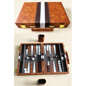 Set de Backgammon de Luxe Pliable en Acrylique et Cuir Haute Qualité – 18 pouces – Motif Tigre/Léopard