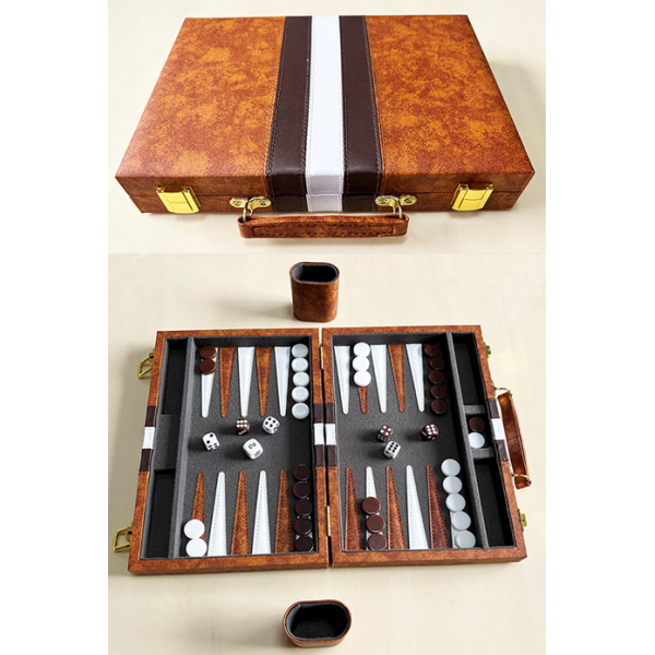 Set de Backgammon de Luxe Pliable en Acrylique et Cuir Haute Qualité – 18 pouces – Motif Tigre/Léopard