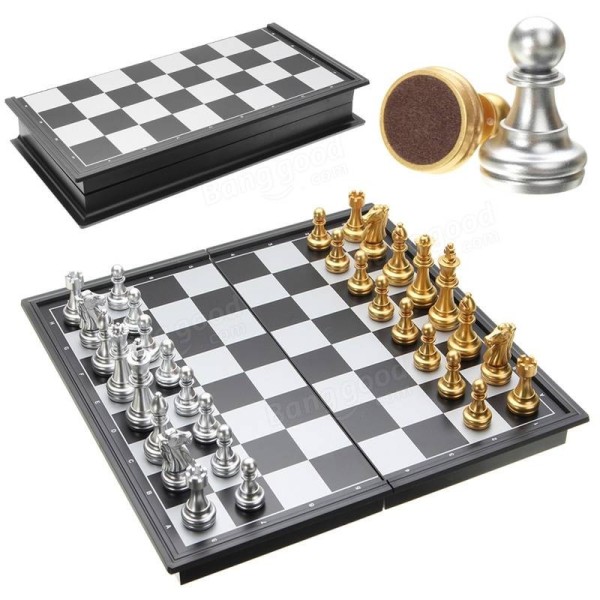 Jeu d’Échecs Magnétique 25*25cm doré + Argent