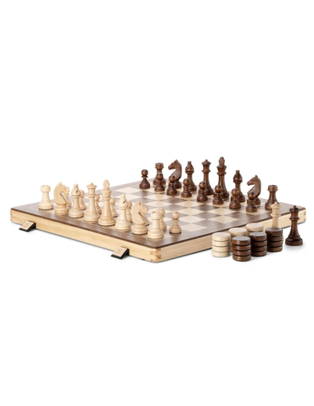 Magnetic Wooden Chess & Checkers Set