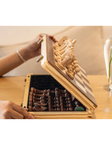 Magnetic Wooden Chess & Checkers Set