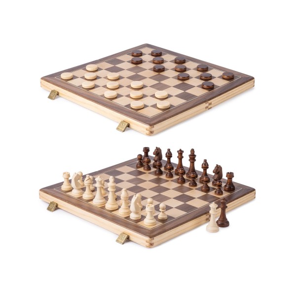 Magnetic Wooden Chess & Checkers Set