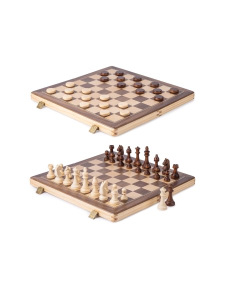Magnetic Wooden Chess & Checkers Set