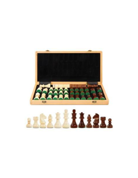 Magnetic Wooden Chess & Checkers Set