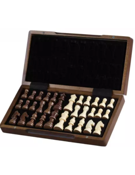Jeu d’échecs en bois de noyer magnétique – Série Stauton