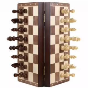 Jeu d’échecs en bois de noyer magnétique – Série Stauton