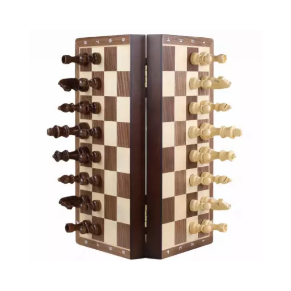 Jeu d’échecs en bois de noyer magnétique – Série Stauton