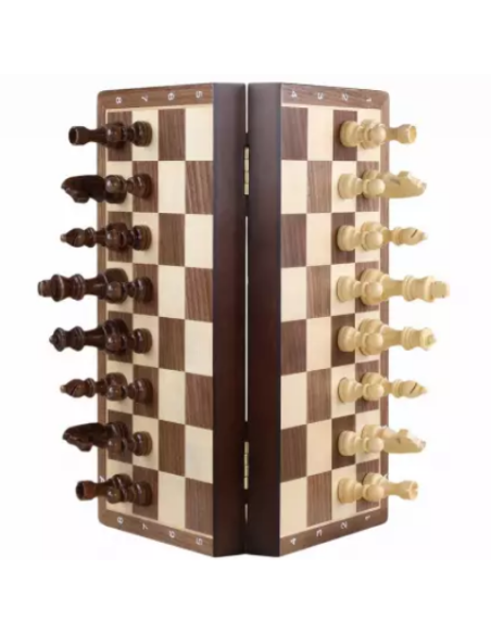 Jeu d’échecs en bois de noyer magnétique – Série Stauton