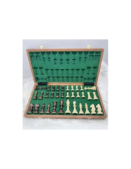 Grand Set d’Échecs en Bois Massif – 48 × 48 cm | Pièces Doublement Lestées