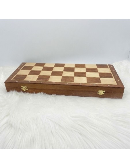 Grand Set d’Échecs en Bois Massif – 48 × 48 cm | Pièces Doublement Lestées