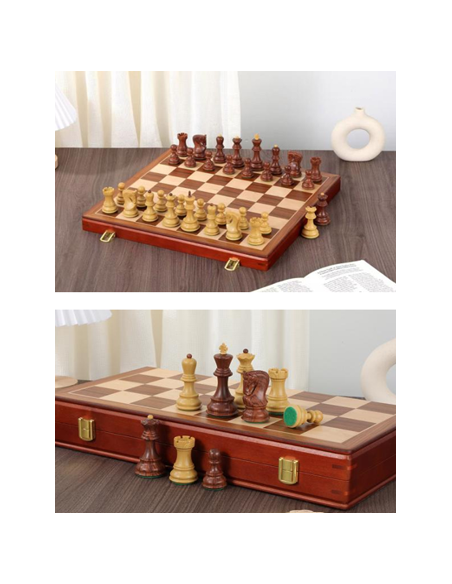 Set d’Échecs Zagreb en ABS Triplement Lesté – Plateau Coffret en Bois 45 × 45 cm