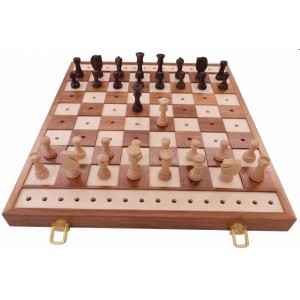 Jeu d’échecs classique tactile en bois pour personnes aveugles ou malvoyantes