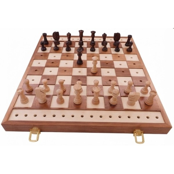 Jeu d’échecs classique tactile en bois pour personnes aveugles ou malvoyantes