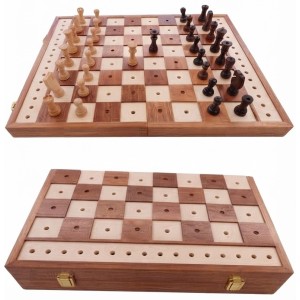 Jeu d’échecs classique tactile en bois pour personnes aveugles ou malvoyantes 2