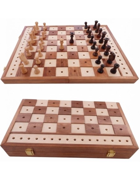 Jeu d’échecs classique tactile en bois pour personnes aveugles ou malvoyantes