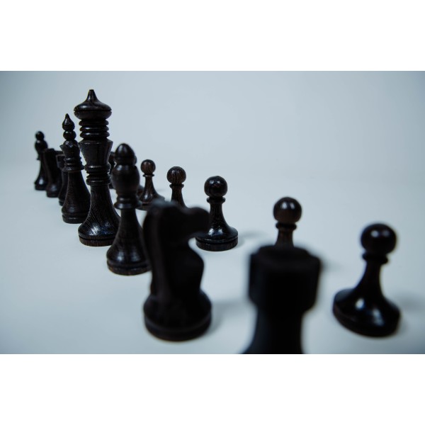 Pièces d échecs en bois Wenge et bois frêne.