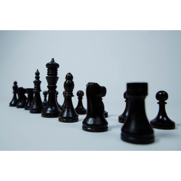 Pièces d échecs en bois Wenge et bois frêne.
