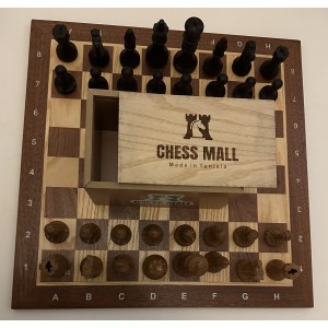 Echiquier acajou/frêne + pièces en bois wenge/chêne