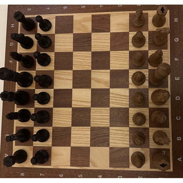 Echiquier acajou/frêne + pièces en bois wenge/chêne