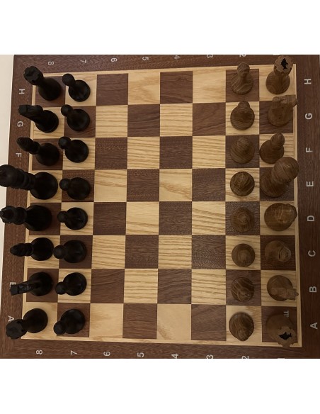 Echiquier acajou/frêne + pièces en bois wenge/chêne