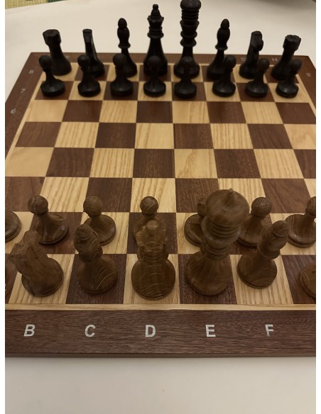 Echiquier acajou/frêne + pièces en bois wenge/chêne