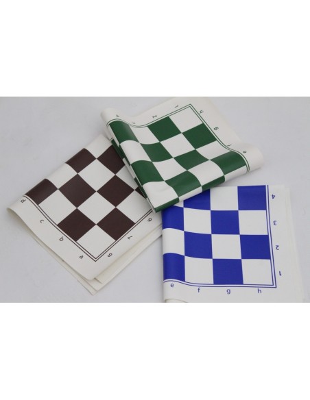 pack gold, échiquier vinyle couleur bleu ou vert ou marron taille 5.5 + pièces en plastique DGT 95mm