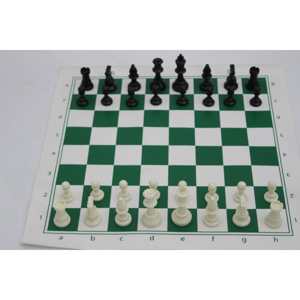 Ensemble d échecs scolaire tapis vert taille 4.5 + pièces en plastique