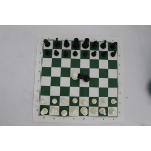 Échiquier  vert taille 5 + pièces d échecs en plastique 2