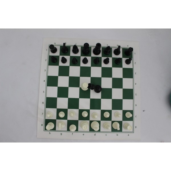 Échiquier  vert taille 5 + pièces d échecs en plastique