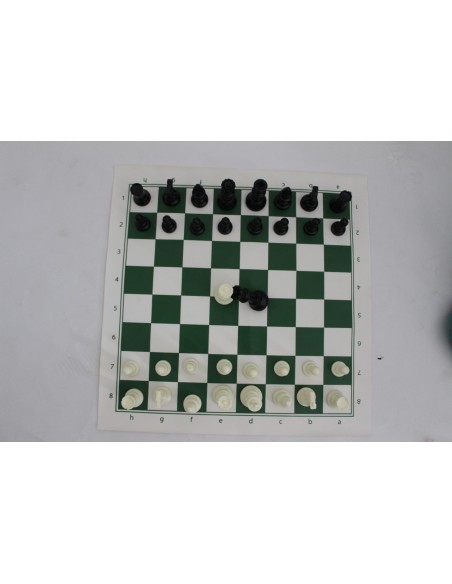 Échiquier  vert taille 5 + pièces d échecs en plastique