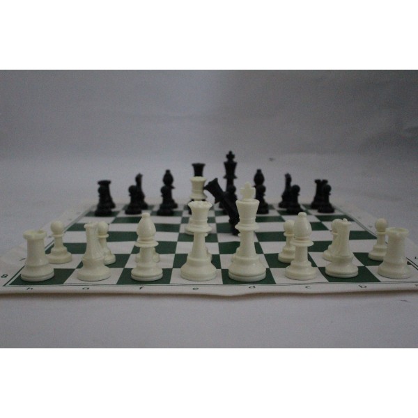 Échiquier  vert taille 5 + pièces d échecs en plastique