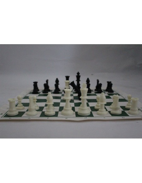 Échiquier  vert taille 5 + pièces d échecs en plastique