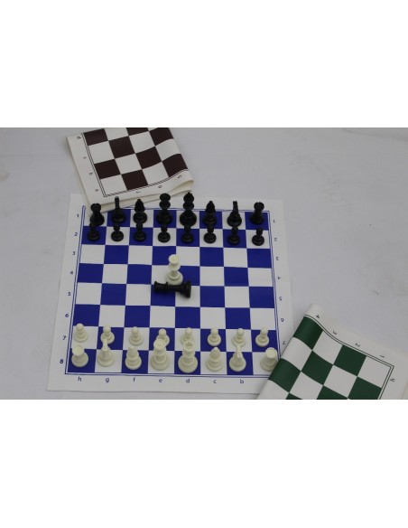 Échiquier  vert taille 5 + pièces d échecs en plastique