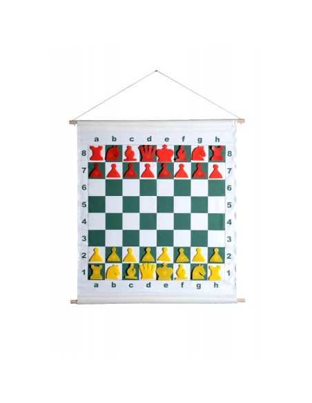 ECHIQUIER MURAL ROULABLE 66CM JAUNE & ROUGE - MAGNÉTIQUE
