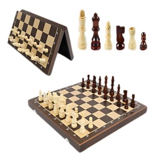 Ebony – jeu d'échecs de voyage pliable en bois d'ébène magnétique